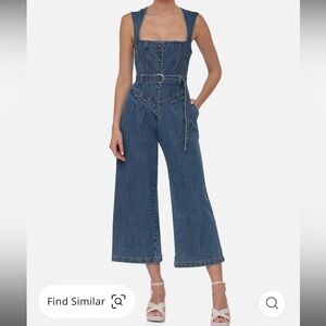 Avec Les Filles Denim Jumpsuit Belted Wide Leg Corset Brand New Without Tags XS